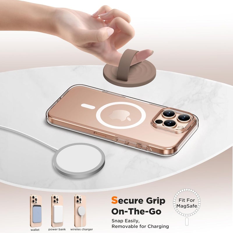 COFFKER Magnetic Phone Grip Ring Holder, Liquid Silicone Magnet Cell Phone Grip Finger Loop, Compatible with Magsafe, Back of Phone for iPhone 17/16/15/14/13/12 Series, Light Brown - Image 4